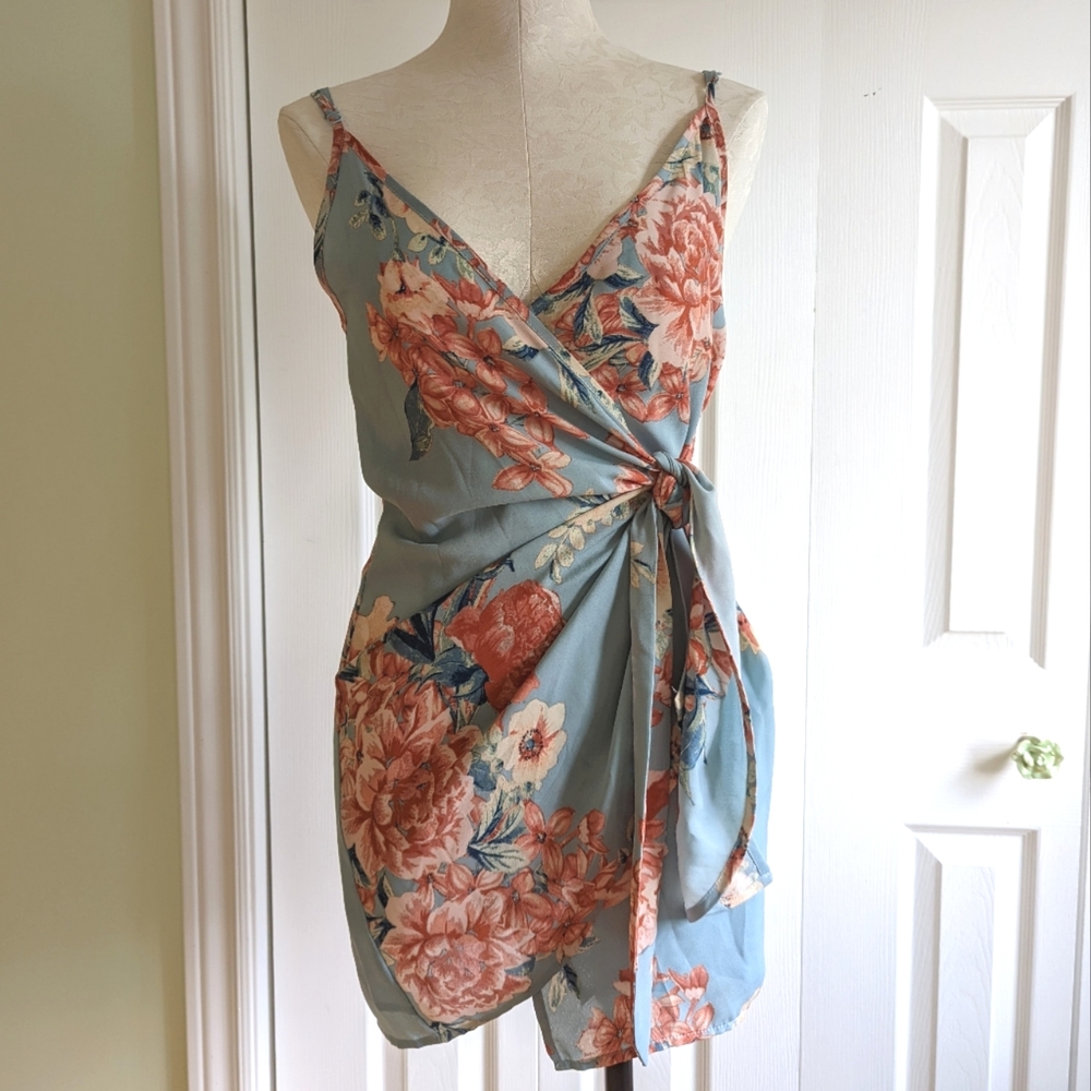Olivaceous - Floral Wrap Dress